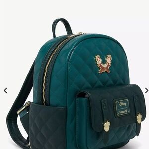 Disney x Loungefly Teal Quilted Chip & Dale Mini Backpack